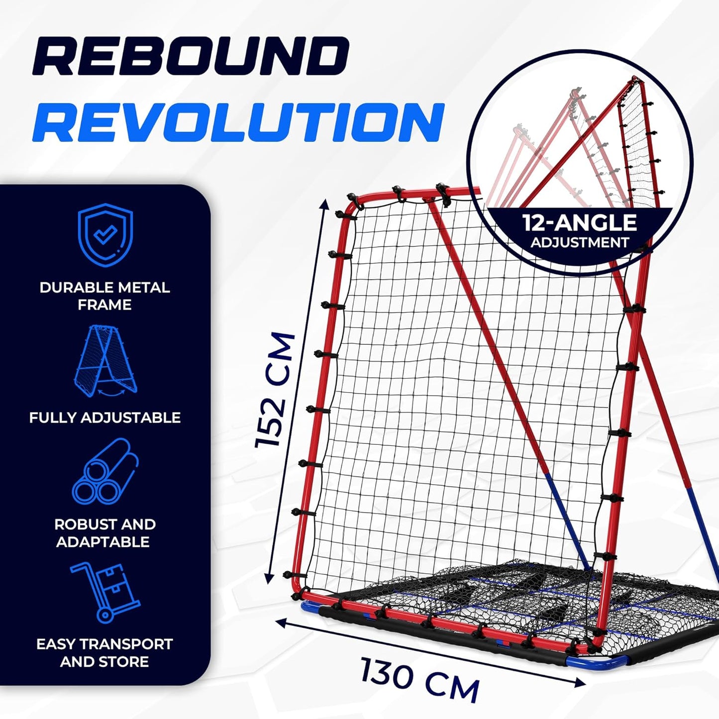 Baseball Rebounder Net – 12° Pitching Pocket, Portable & Multi-Sport Use