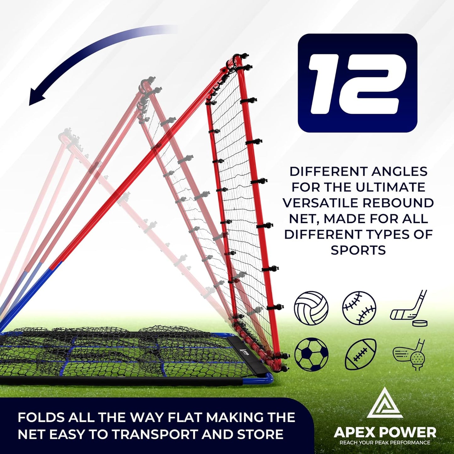 Baseball Rebounder Net – 12° Pitching Pocket, Portable & Multi-Sport Use